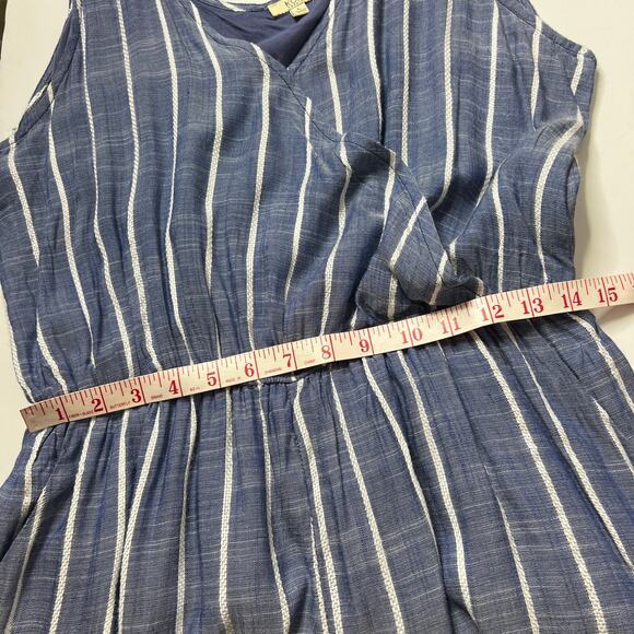 Kori America Navy Blue Stripe Shorts Romper Size Large - Picture 6 of 10